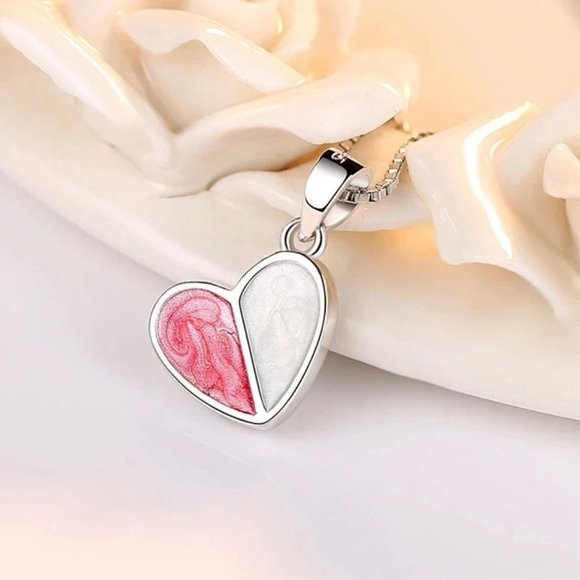 Cutest 4pc Pink & White Earrings and Pendant Set w/ 18" Chain Sterling Silver - Picture 5 of 8